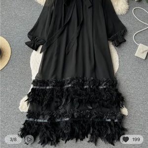 black feathery dress